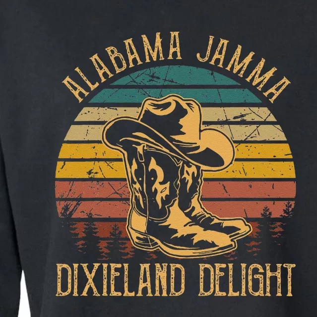 Alabama Jamma Dixieland Delight Graphic Cow Hat And Boots Cropped Pullover Crew