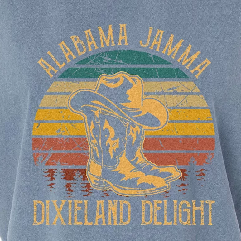 Alabama Jamma Dixieland Delight Graphic Cow Hat And Boots Garment-Dyed Women's Muscle Tee