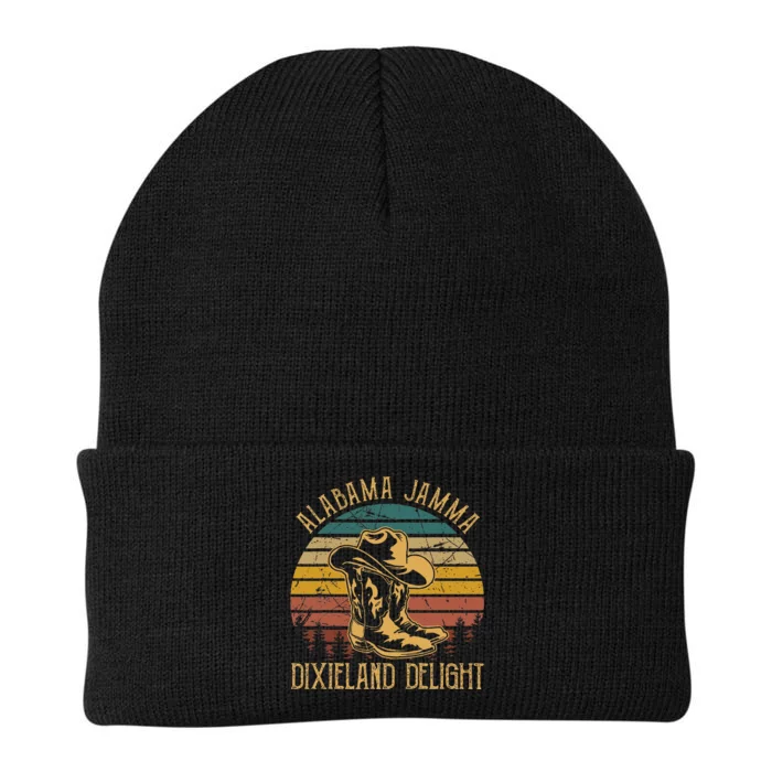 Alabama Jamma Dixieland Delight Graphic Cowboy Hat And Boots Knit Cap Winter Beanie