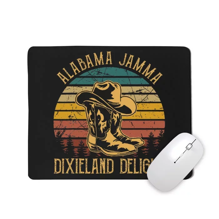 Alabama Jamma Dixieland Delight Graphic Cowboy Hat And Boots Mousepad