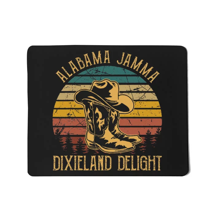 Alabama Jamma Dixieland Delight Graphic Cowboy Hat And Boots Mousepad