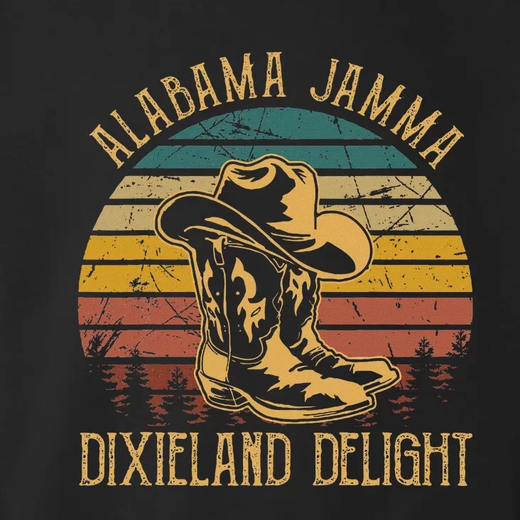 Alabama Jamma Dixieland Delight Graphic Cowboy Hat And Boots Toddler Hoodie