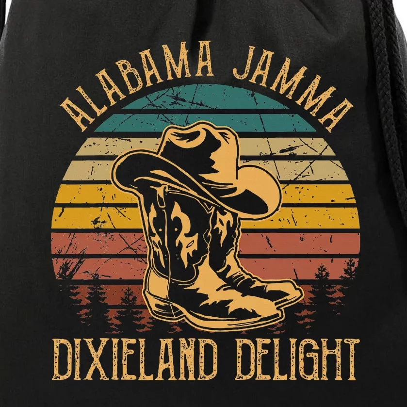 Alabama Jamma Dixieland Delight Graphic Cowboy Hat And Boots Drawstring Bag