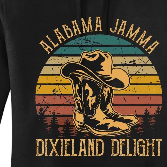 Alabama Jamma Dixieland Delight Graphic Cowboy Hat And Boots Women's Pullover Hoodie