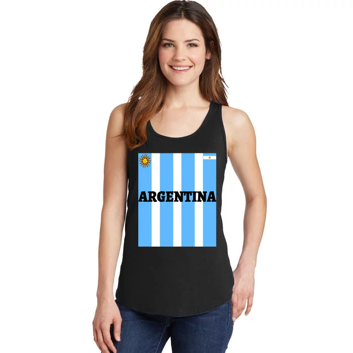 Argentina Jersey Flagsoccertravelfootball T Ladies Essential Tank