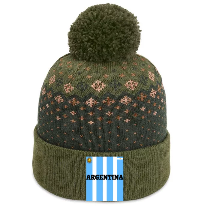 Argentina Jersey Flagsoccertravelfootball T The Baniff Cuffed Pom Beanie