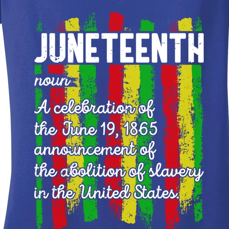 American Juneteenth Flag Black History Freegiftish June 19 1865 Cute Gift Women's V-Neck T-Shirt