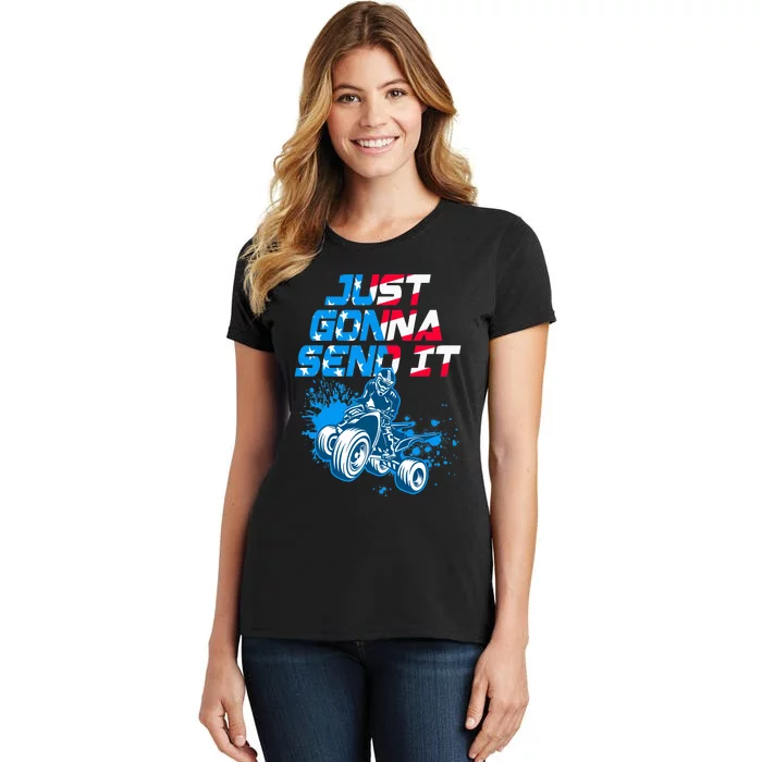 ATV Just Gonna Send It Funny Quad Bike USA Flag Women's T-Shirt