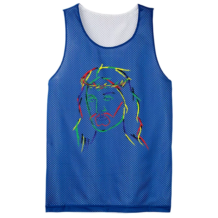 Abstract Jesus Graphic Image Cool Fun Piece Mesh Reversible Basketball Jersey Tank