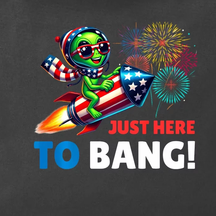 Alien Just Here To Bang Alien Riding A Rocket Fireworks Ufo Zip Tote Bag