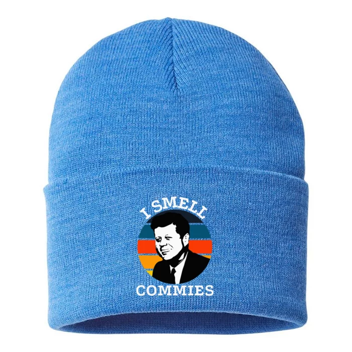 American Jfk I Smell Commies Political Humor Gift Sustainable Knit Beanie