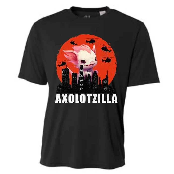 Axolotl Japanese Monster Kaiju Axolotzilla Anime Funny Cooling Performance Crew T-Shirt