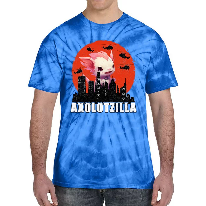 Axolotl Japanese Monster Kaiju Axolotzilla Anime Funny Tie-Dye T-Shirt