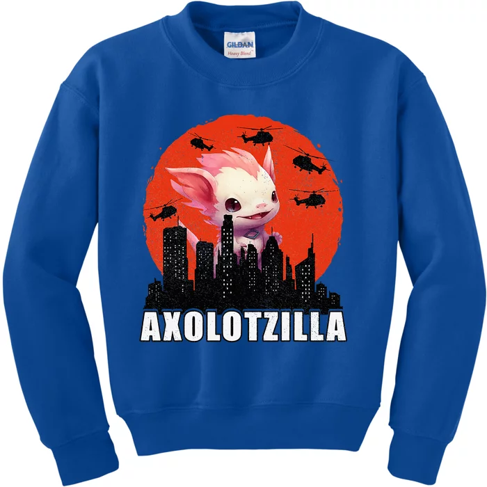 Axolotl Japanese Monster Kaiju Axolotzilla Anime Funny Kids Sweatshirt