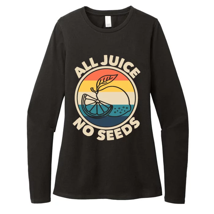 All Juice No Seeds Lemon Retro Funny Vasectomy Gift Womens CVC Long Sleeve Shirt