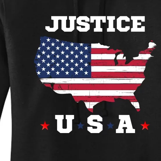 American Justice, Patriot, 4th Of July, USA Flag, Patriotic Flag Women's Pullover Hoodie