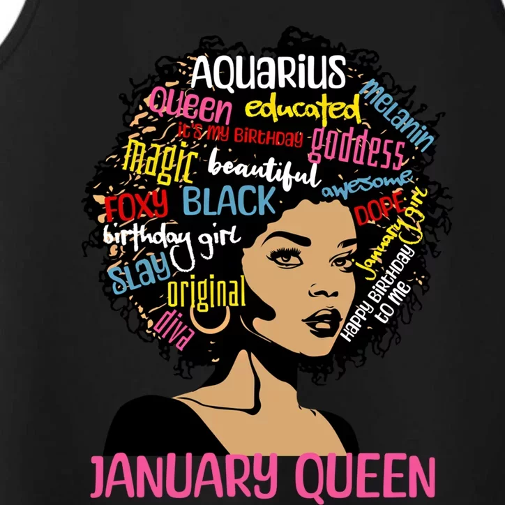 Aquarius January Queen Melanin Black Birthday Great Gift Performance Tank