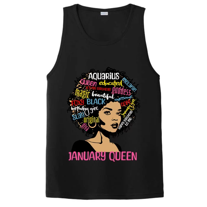 Aquarius January Queen Melanin Black Birthday Great Gift Performance Tank