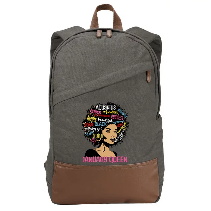 Aquarius January Queen Melanin Black Birthday Great Gift Cotton Canvas Backpack