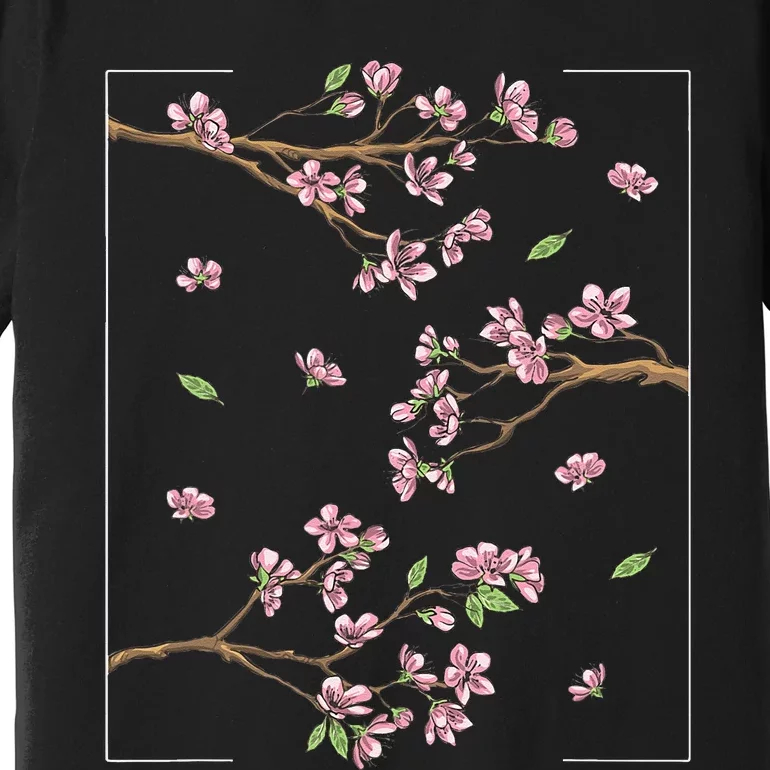 Aesthetic Japanese Style Cherry Blossom Tree Sakura Premium T-Shirt