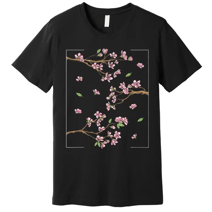 Aesthetic Japanese Style Cherry Blossom Tree Sakura Premium T-Shirt