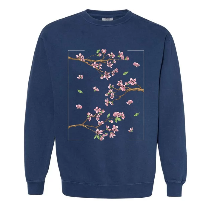 Aesthetic Japanese Style Cherry Blossom Tree Sakura Garment-Dyed Sweatshirt