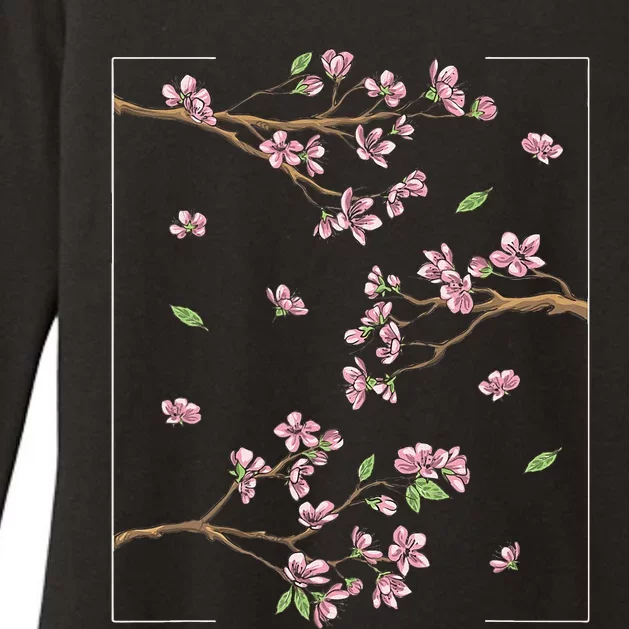 Aesthetic Japanese Style Cherry Blossom Tree Sakura Womens CVC Long Sleeve Shirt