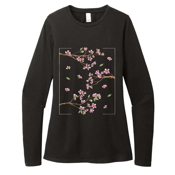 Aesthetic Japanese Style Cherry Blossom Tree Sakura Womens CVC Long Sleeve Shirt