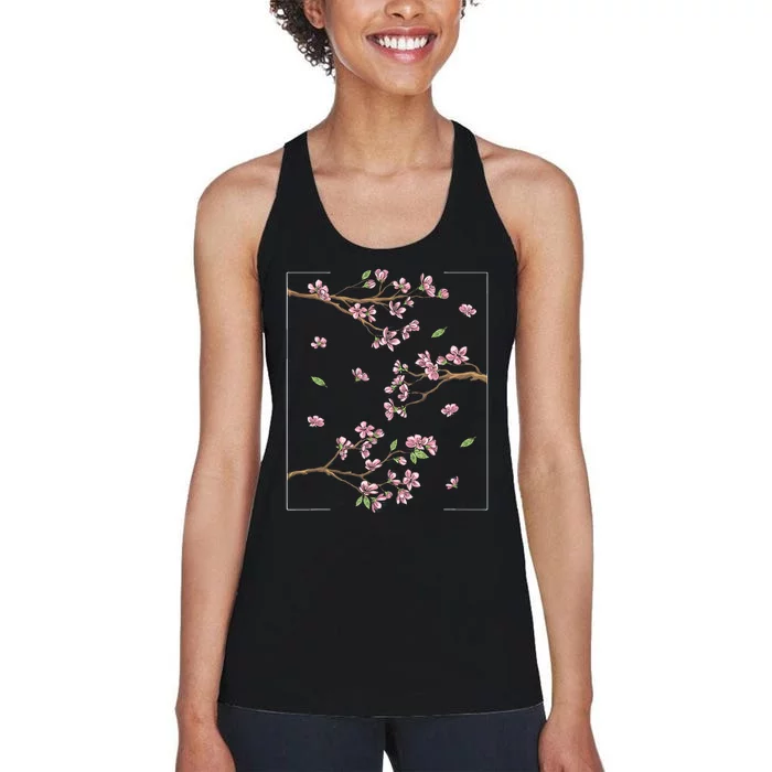 Aesthetic Japanese Style Cherry Blossom Tree Sakura Women's Racerback Tank