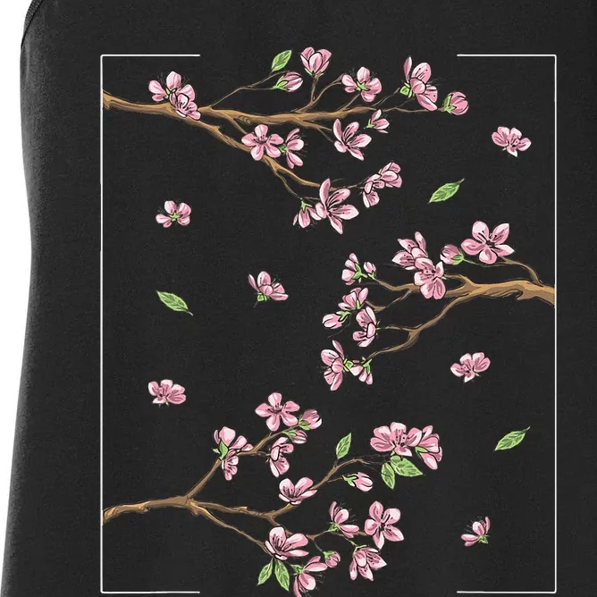 Aesthetic Japanese Style Cherry Blossom Tree Sakura Women's Racerback Tank