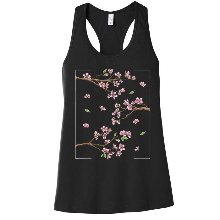 Aesthetic Japanese Style Cherry Blossom Tree Sakura Women's Racerback Tank