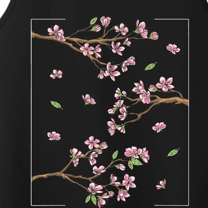 Aesthetic Japanese Style Cherry Blossom Tree Sakura Performance Tank