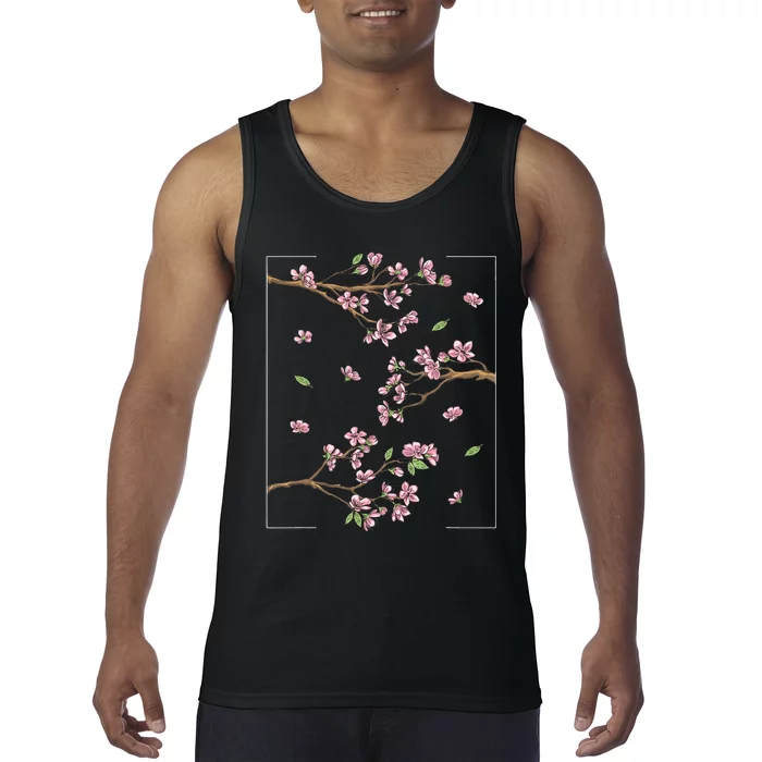 Aesthetic Japanese Style Cherry Blossom Tree Sakura Tank Top