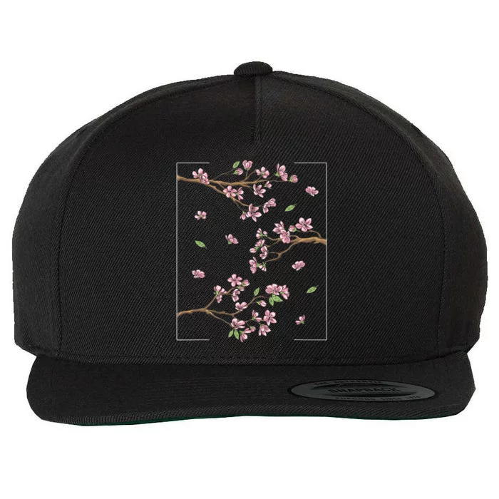 Aesthetic Japanese Style Cherry Blossom Tree Sakura Wool Snapback Cap