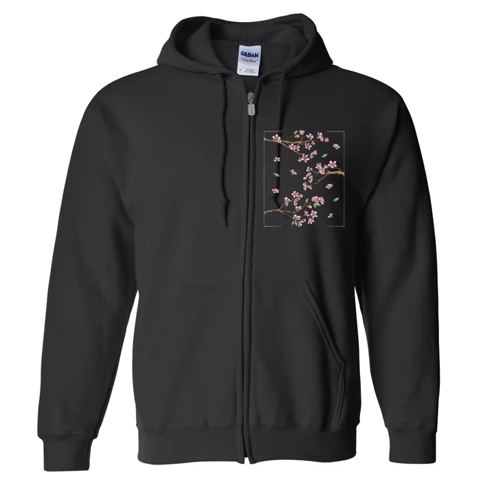 Aesthetic Japanese Style Cherry Blossom Tree Sakura Full Zip Hoodie