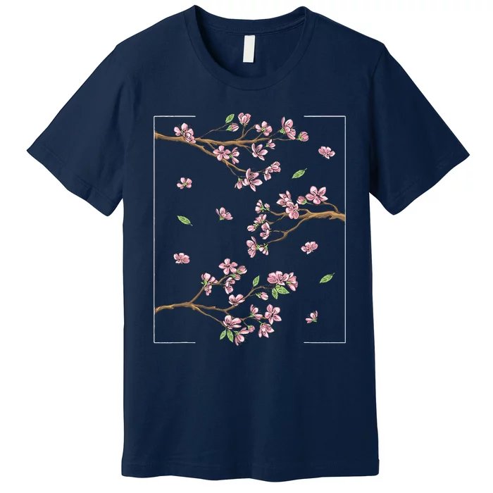 Aesthetic Japanese Style Cherry Blossom Tree Sakura Premium T-Shirt