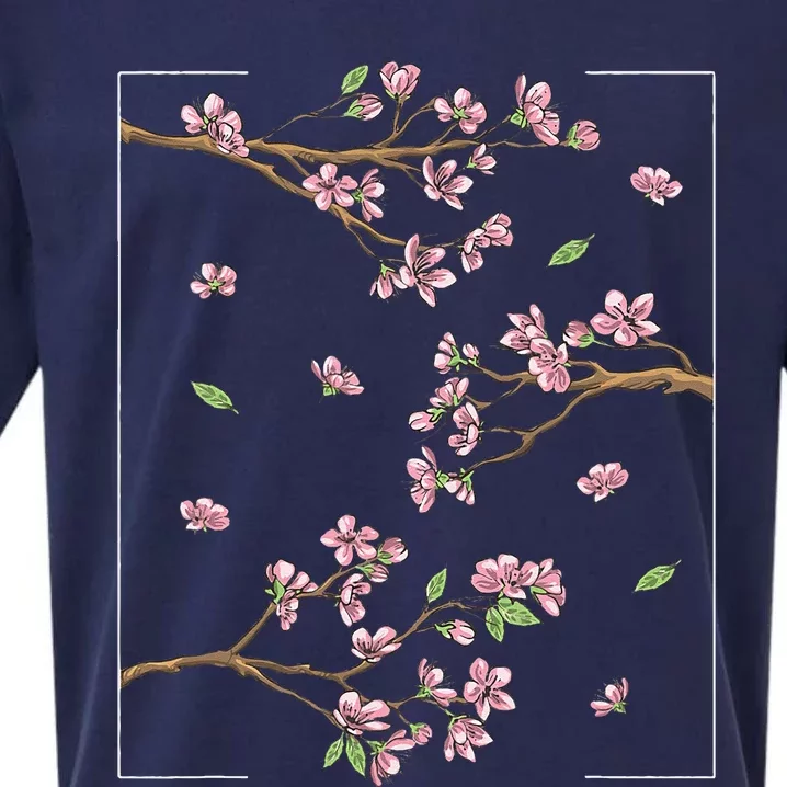 Aesthetic Japanese Style Cherry Blossom Tree Sakura Sueded Cloud Jersey T-Shirt