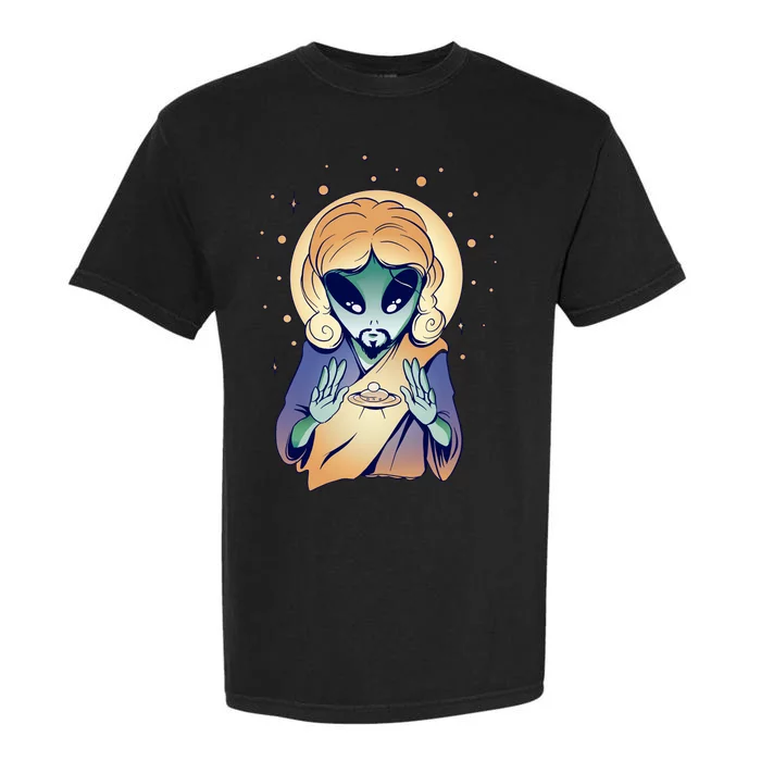 Alien Jesus Space Funny Garment-Dyed Heavyweight T-Shirt