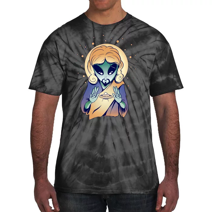 Alien Jesus Space Funny Tie-Dye T-Shirt