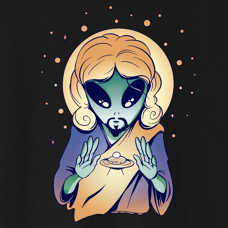 Alien Jesus Space Funny Women's Crop Top Tee