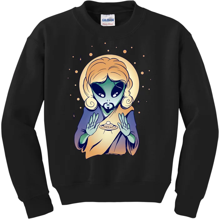 Alien Jesus Space Funny Kids Sweatshirt