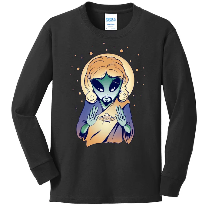 Alien Jesus Space Funny Kids Long Sleeve Shirt