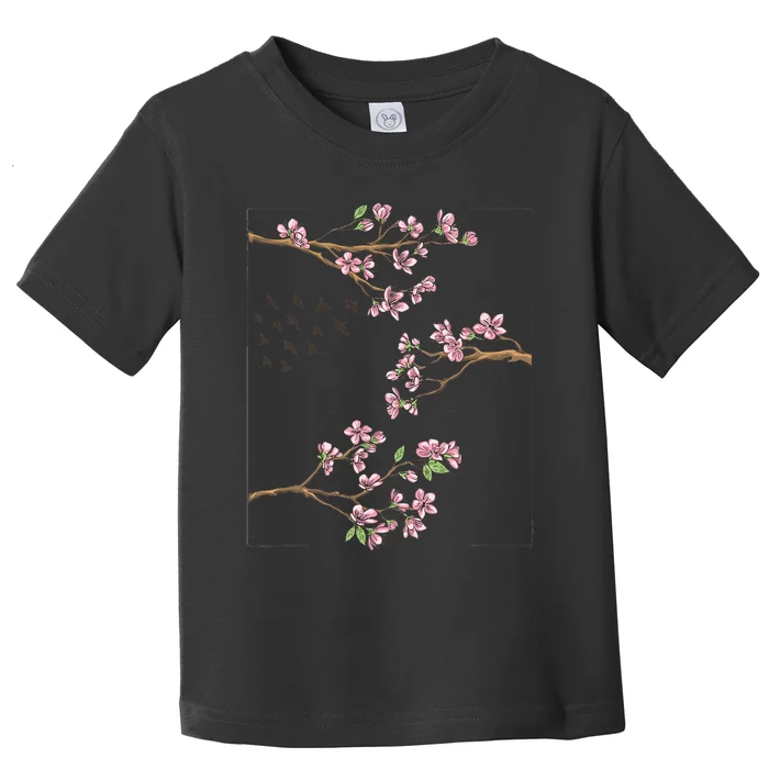 Aesthetic Japanese Style Cherry Blossom Tree Sakura Japan Toddler T-Shirt