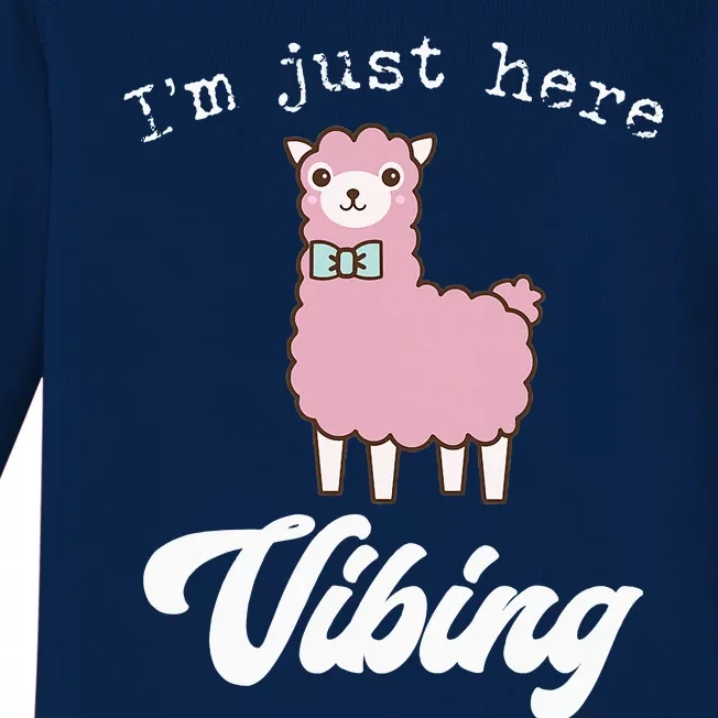 Alpaca Just Vibing Meme Cute Llama Lovers Fun Gift Baby Long Sleeve Bodysuit