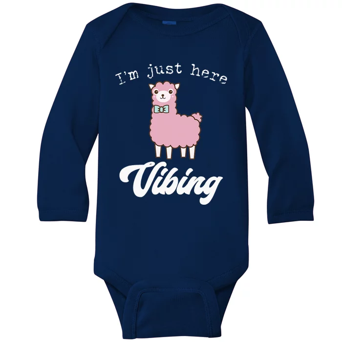 Alpaca Just Vibing Meme Cute Llama Lovers Fun Gift Baby Long Sleeve Bodysuit