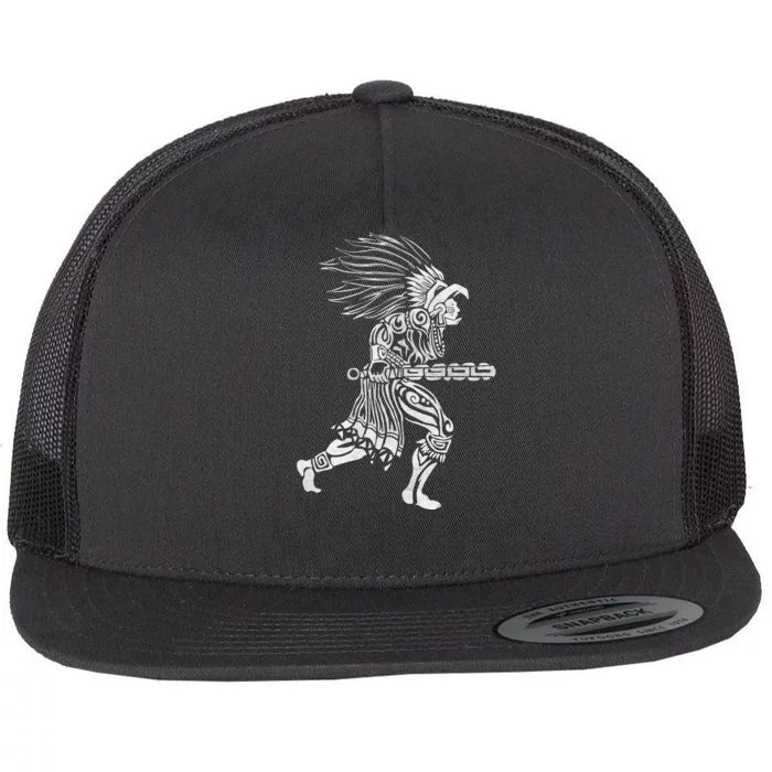 Aztec Jaguar Warrior Mayan Warrior Ancient Aztec Flat Bill Trucker Hat