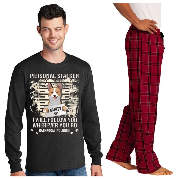 Arrested Jail Welsh Corgi Dog Personal Stalker Corgi Gift Long Sleeve Pajama Set