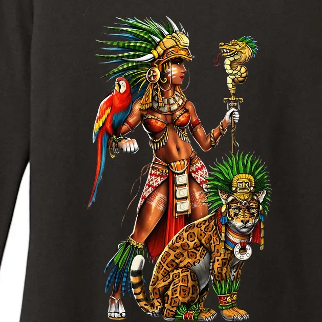 Aztec Jaguar Warrior Ancient Mayan Goddess Womens CVC Long Sleeve Shirt