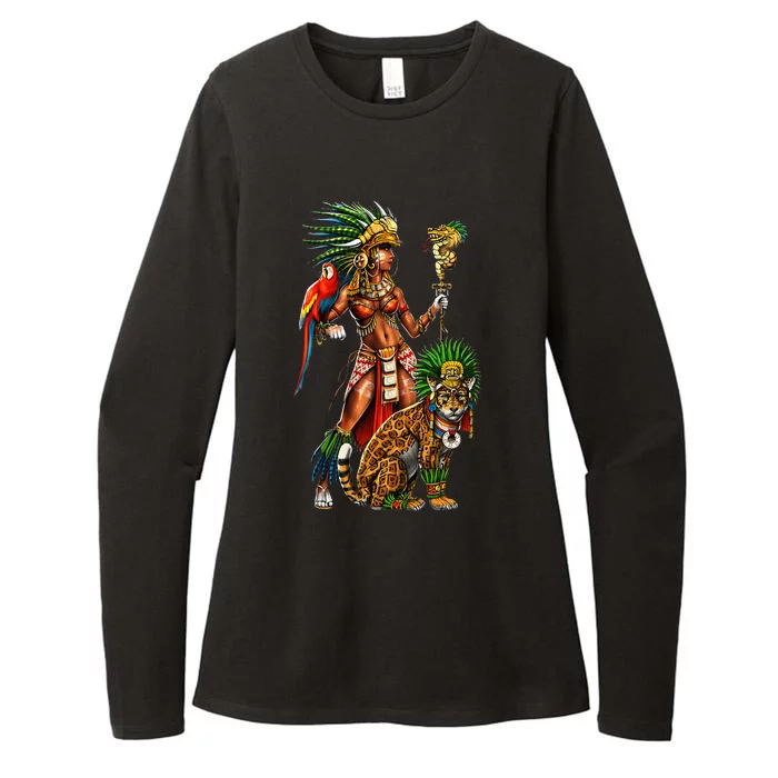 Aztec Jaguar Warrior Ancient Mayan Goddess Womens CVC Long Sleeve Shirt