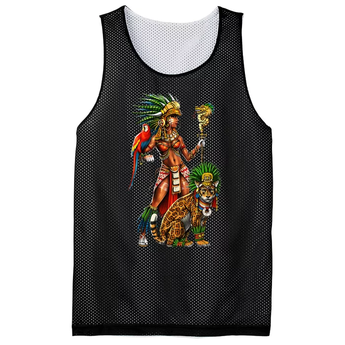 Aztec Jaguar Warrior Ancient Mayan Goddess Mesh Reversible Basketball Jersey Tank